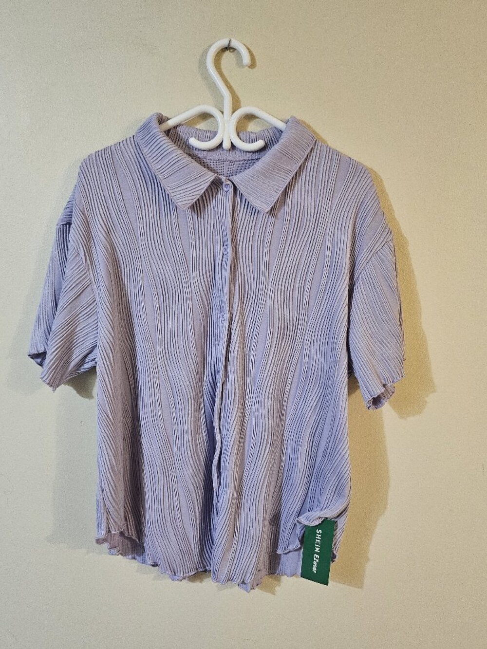 Shein Curve EZwear Pleated Button-down Shirt - Size XL